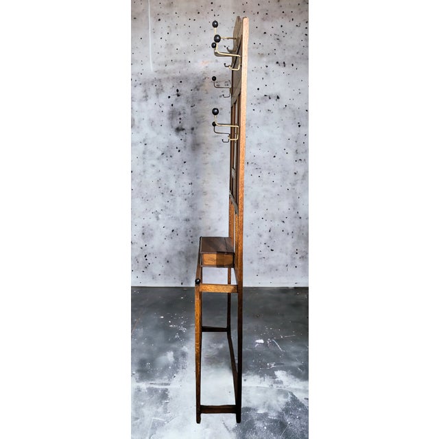 Arts & Crafts Antique Douglas Fir Arts and Crafts Mission Style Hall Tree For Sale - Image 3 of 11