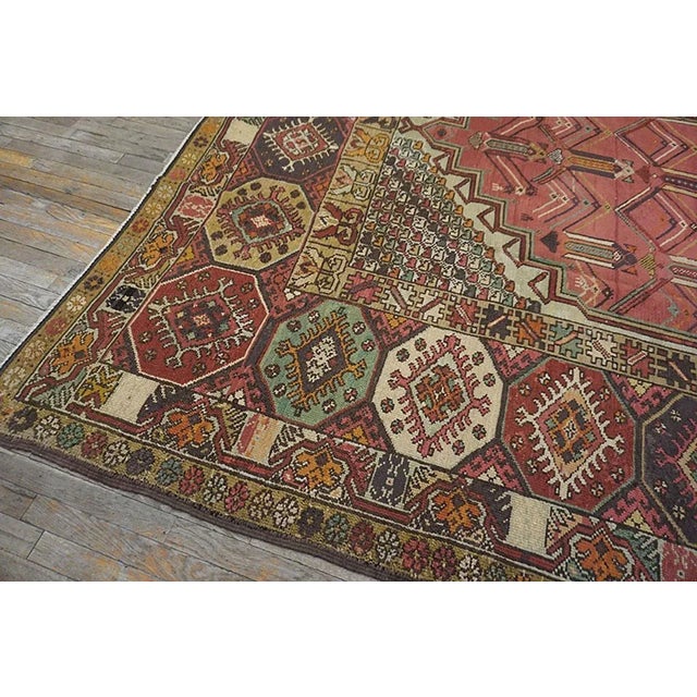 Red 1920s Antique Medallion Tribal Jerusalem Carpet Israeli Bezalel Marbediah Rugs For Sale - Image 8 of 9