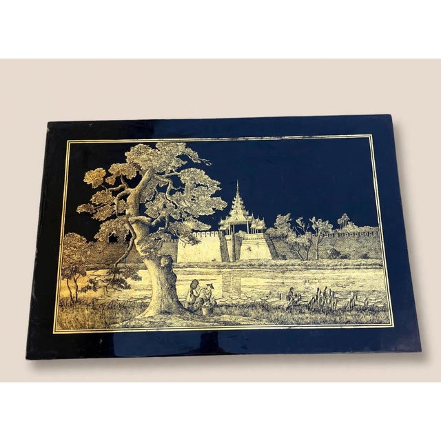 Asian Style Decorative Panel in Traditional Lacquer, Myanmar, 1890s For Sale - Image 6 of 6