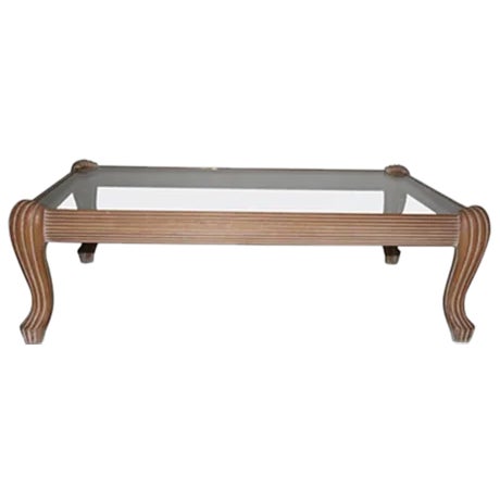 Carved and Lacquered Wooden Coffee Table, 1970s For Sale