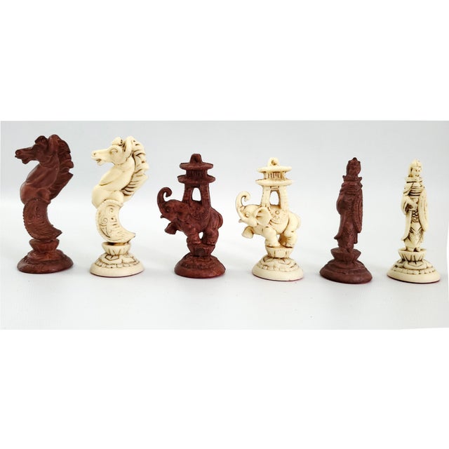 Vintage Marquetry Chess Set With Chinese Figurines For Sale In Miami - Image 6 of 15