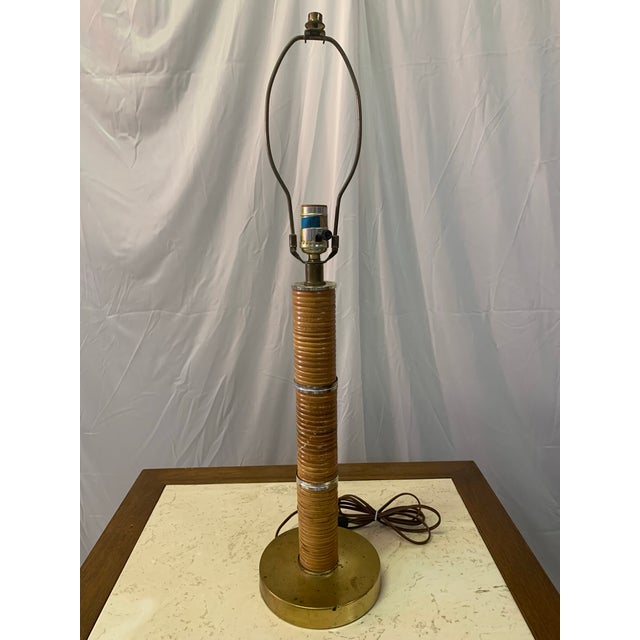 Brown Vintage Gabriella Crespi Style Pencil Reed Lamp For Sale - Image 8 of 10