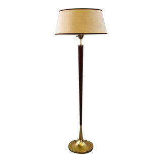 Vintage 1960s Walnut& Brass Floor Lamp For Sale