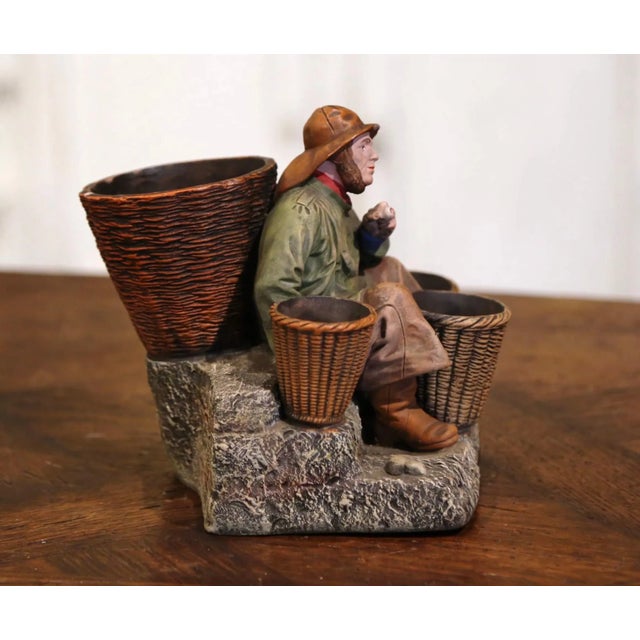 Late 19th Century 19th Century French Hand Painted Polychrome Terracotta Fisherman Figurine For Sale - Image 5 of 10