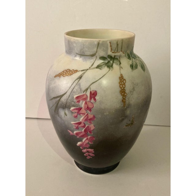 Art Deco Hand Painted Opaline Glass Vase Attributed to Baccarat For Sale - Image 3 of 7