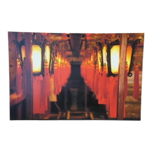 Mid 20th Century Vintage Buddhist Man Mo Temple Dragon Lanterns Chinese New Year Print Canvas 48"