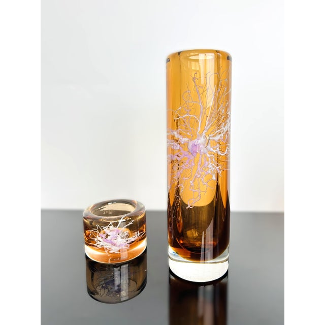 Model 8316 Art Glass Vases & Ashtray Collection by Petr Hora for Škrdlovice, Czechoslovakia, 1983, Set of 3 For Sale - Image 6 of 18
