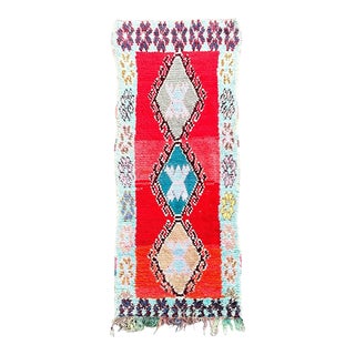 Red Moroccan Vintage Boucherouite Rug For Sale