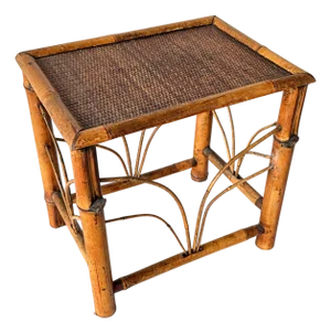 Vintage Chinoiserie Bamboo Side Table