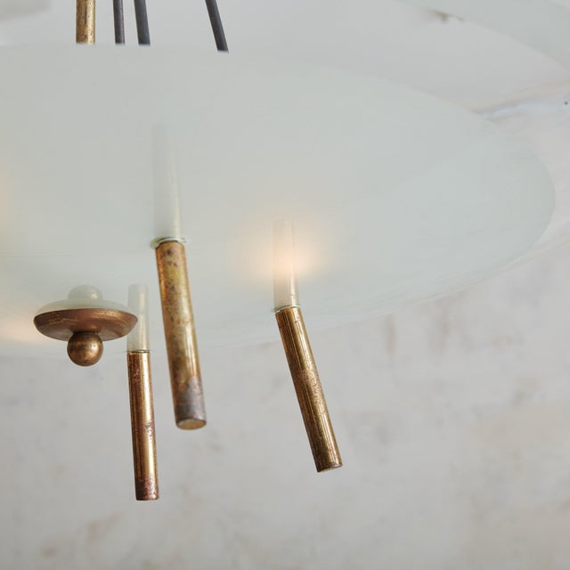 Glass + Brass Sputnik Pendant Light, Italy 1960s For Sale - Image 4 of 11