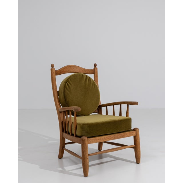 Wood Oak Brutalist Armchair, Antique, France, Circa 1970 For Sale - Image 7 of 15