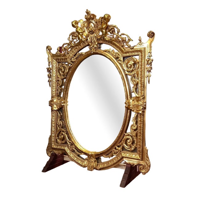 Vintage Oval Rococo Mirror, 1960s For Sale