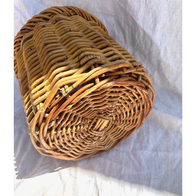 Vintage French Thick Woven Rattan/Wicker Basket or planter. Great for a coastal home, boho. Many uses 12.5in h x 13in w x...
