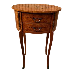 Mid 20th Century French Louis XV Style Kingwood Marquetry Inlaid Side Table.