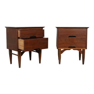 Mid-Century Walnut Nightstands - A Pair For Sale