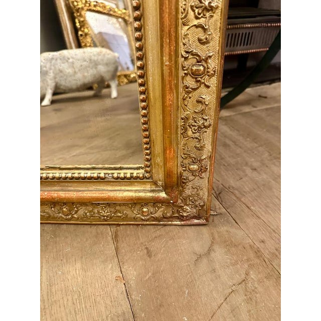 Gold Large Antique French Gold Gilt Over Mantle Mirror, 1840 For Sale - Image 8 of 15