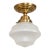 Late 20th Century Farmhouse Regency Hill Schoolhouse Floating Modern Farmhouse Ceiling Light Brass White Glass For Sale