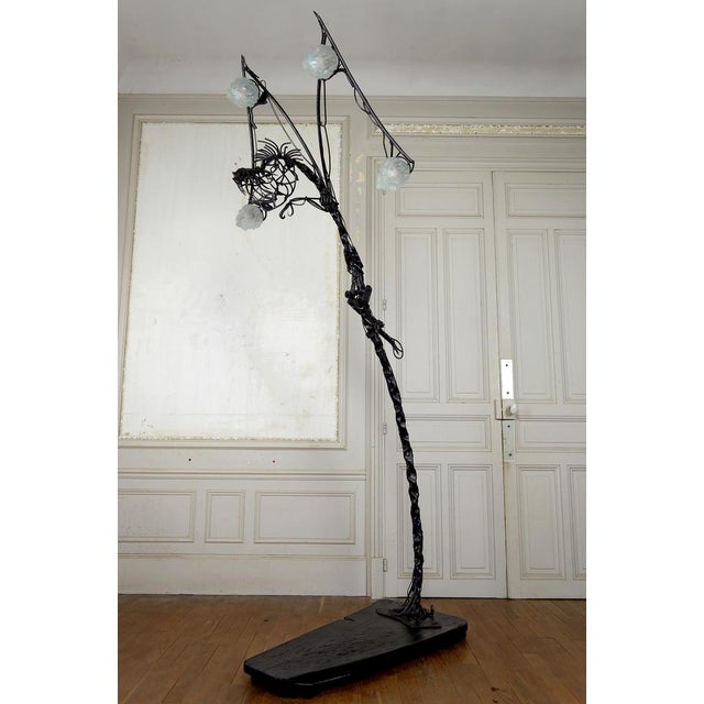 Vintage French Brutalist Sculptural Dragon Lamp in Wrought Iron, 1970s For Sale - Image 6 of 18