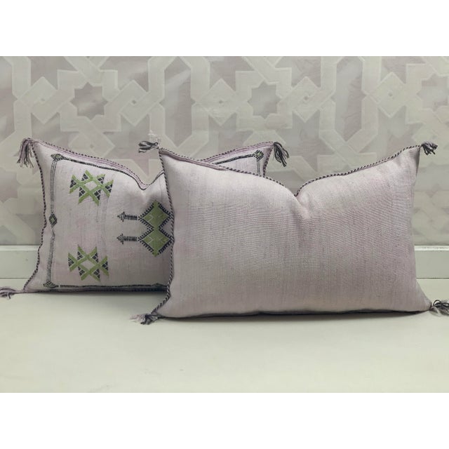 Textile Purple Handmade Cactus Silk Pillow Covers - a Pair For Sale - Image 7 of 12