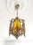 Art Nouveau 1960s Art Nouveau Brass Venus Pendant Light With Amber Glass For Sale - Image 3 of 14