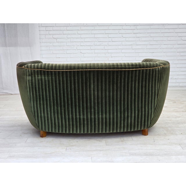 Danish 2-Seater Curved Sofa in Furniture Velour and Oak Wood, 1960s For Sale - Image 13 of 18