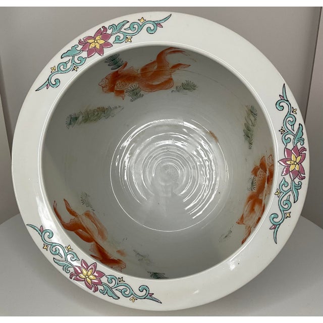 Mid 20th Century Floral Jardiniere With Greek Key Border For Sale - Image 9 of 12