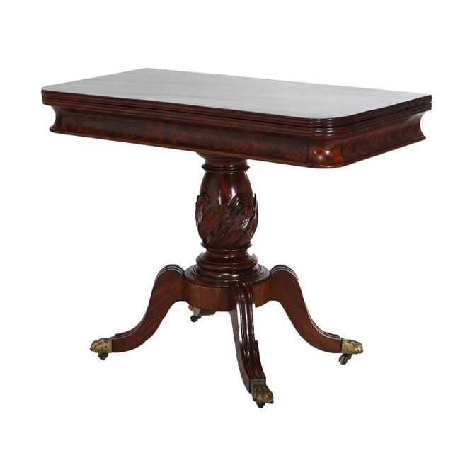 Antique Duncan Phyfe Carved Mahogany Card Table Circa 1830’s For Sale - Image 6 of 11