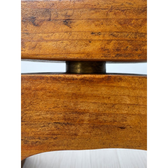 Art Deco European Three Flame Hardwood and Heavy Brass Candlestick, 1930s For Sale - Image 6 of 7