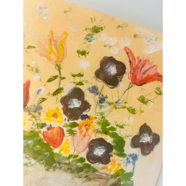 Vintage Parisian Watercolor Vase of Flowers Sketch - Student Drawn For Sale - Image 4 of 4