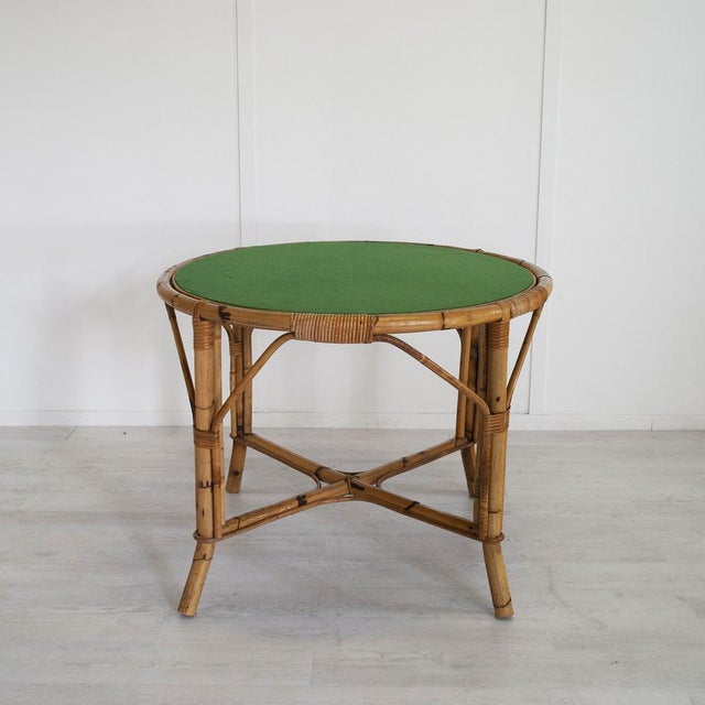 Italian Bamboo Table with Glass Top, 1960s For Sale - Image 4 of 7