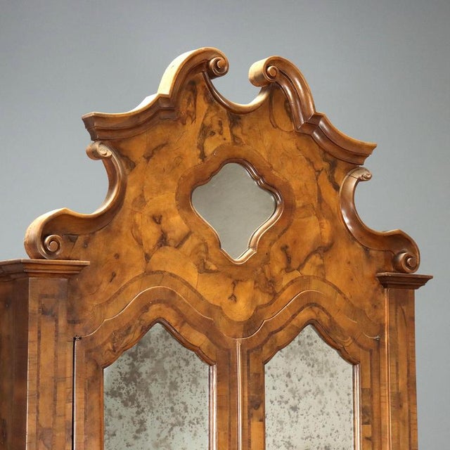 Walnut and Burl Walnut Trumeau, Italy, 1900s For Sale - Image 4 of 12