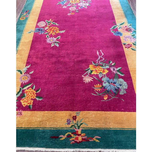 Art Deco Antique Art Deco Chinese Rug 6' X 8'8" For Sale - Image 3 of 12