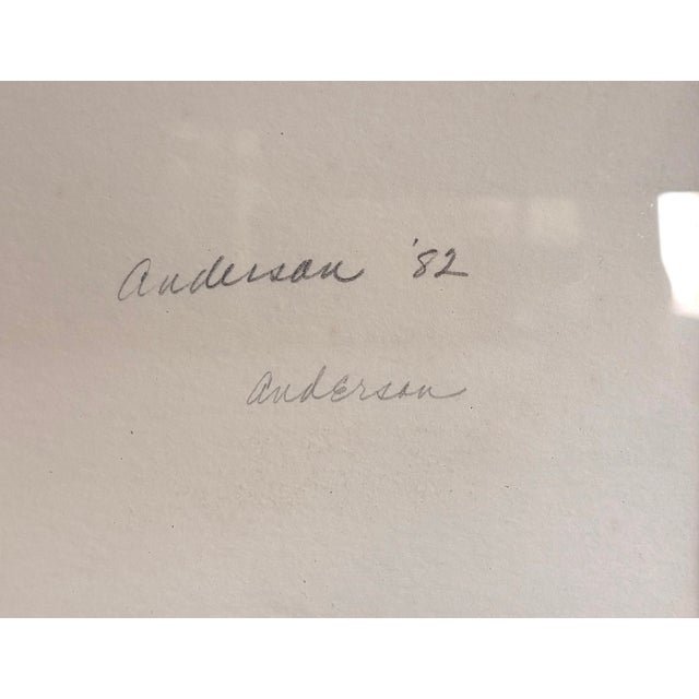 Abstract 1982 Turquoise Abstract Painting Signed Anderson For Sale - Image 3 of 5