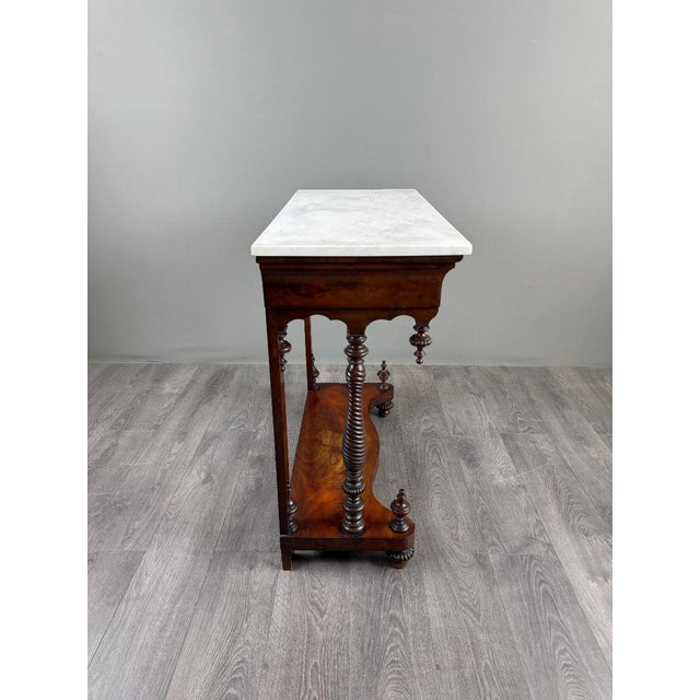 19th Century 19th Century Napoleon III Mahogany and White Marble Console Table For Sale - Image 5 of 13