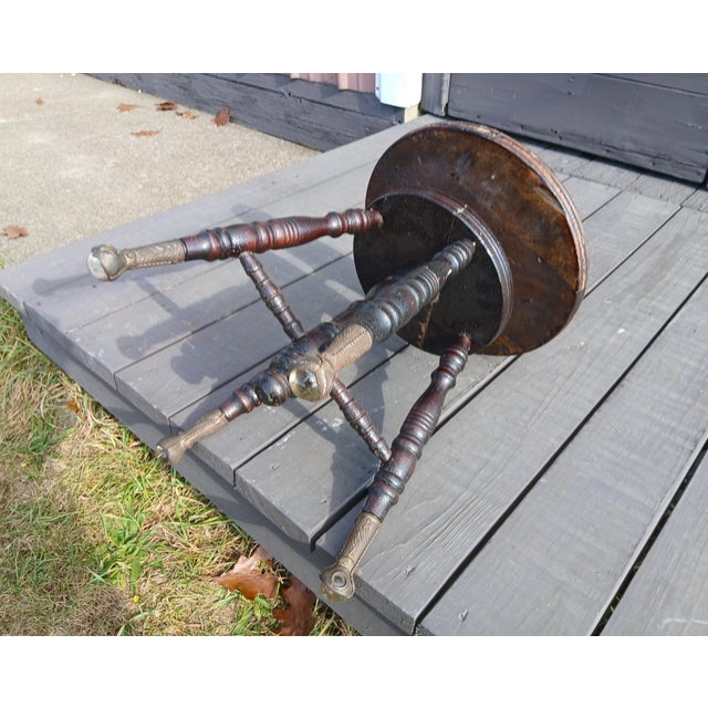 Early 1900s Antique Chas Parker Meriden Ct Mahogany Organ or Piano Stool Iron With Glass Feet For Sale - Image 15 of 18