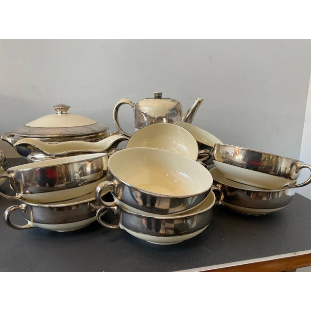 Silver 1940s Johann Haviland Bavaria Sterling Rimmed Dishes - 132 Pieces For Sale - Image 8 of 12