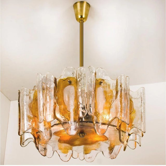 Crystal Glass Chandelier & Wall Lights by J.T. Kalmar, Set of 3 For Sale - Image 6 of 14