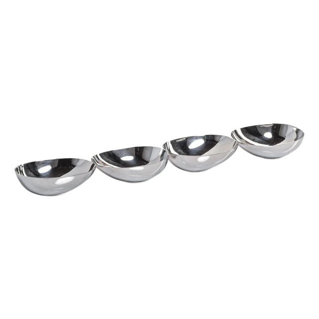 Stassi Polished Stainless Steel 4-Bowl Nut/Snack Server, Nickel For Sale