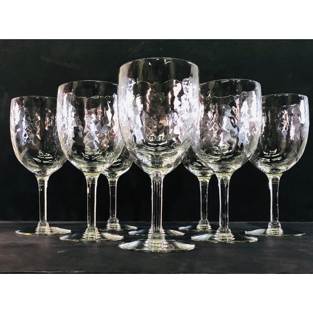 1960s Vintage Swag Style Tall Glass Wine Stems, Set of 8 For Sale - Image 5 of 7