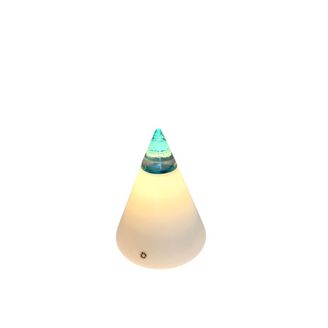 Vintage Cone Pyramid Table Lamp in White and Blue Murano Glass by Giusto Toso for Leucos, 1970s For Sale - Image 6 of 12
