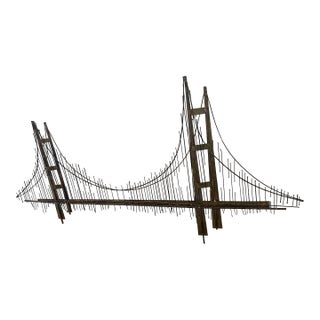 1970s Signed C. Jere Golden Gate "Bridge" Metal Art Sculpture For Sale