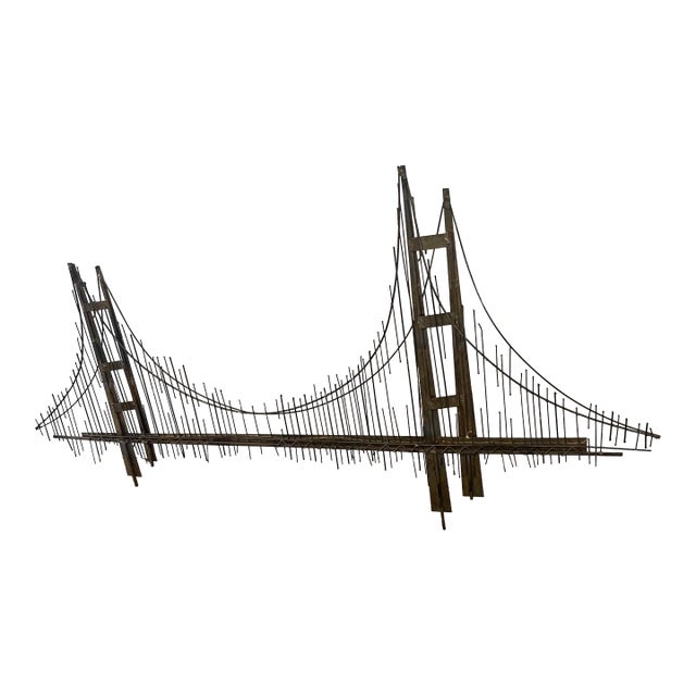 1970s Signed C. Jere Golden Gate "Bridge" Metal Art Sculpture For Sale