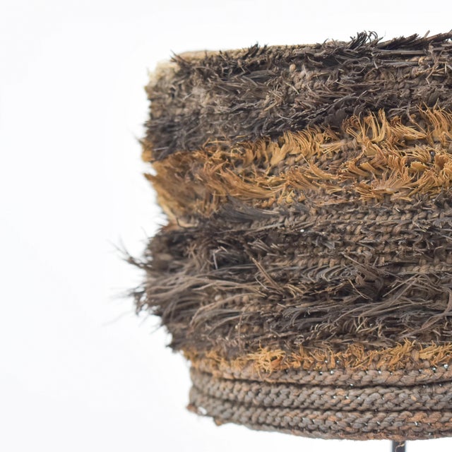 Early 20th Century Bamileke Raffia Hat on Custom Stand Cameroon For Sale - Image 4 of 11