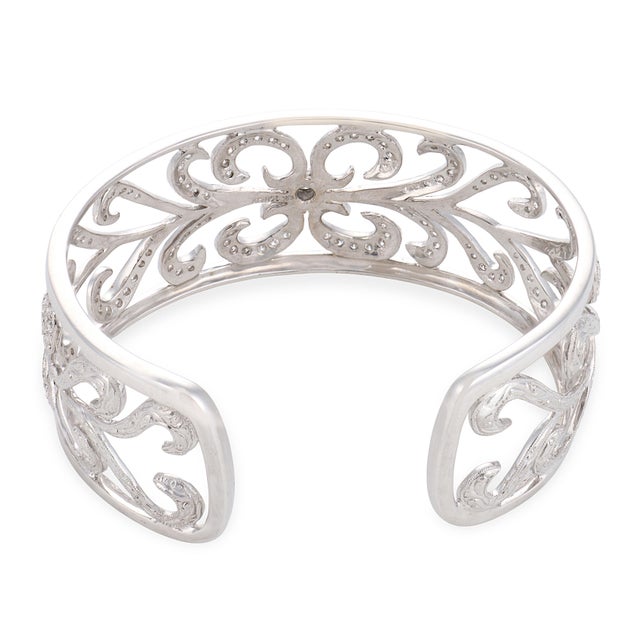Mid 20th Century Vintage 1.60 Carat Diamond 18k White Gold Cuff Bracelet For Sale - Image 5 of 5
