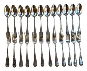 Vintage Silver Plate Utensils, France, 1950s, Set of 24