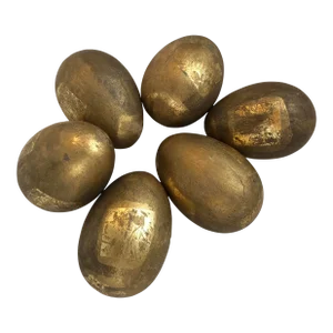 Set of Seven Rustic Vintage Gold Painted Eggs