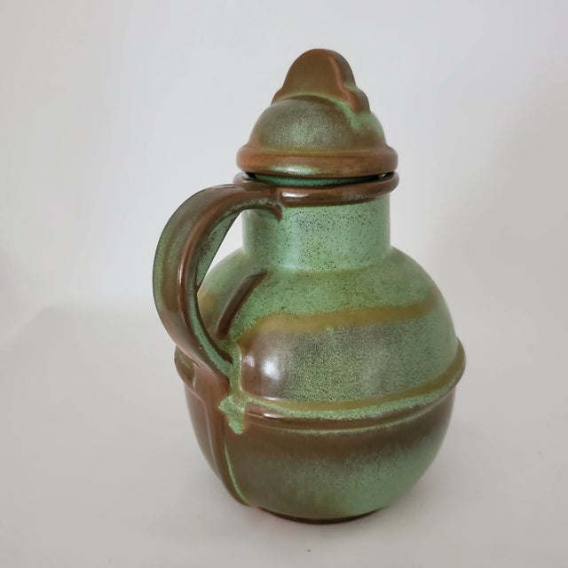 Mid-Century Modern Francona MCM Prairie Green Carafe With Lid, 1950's For Sale - Image 3 of 6