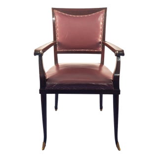Mid-Century Italian Leather Desk Armchair by Vittorio Dassi, 1950s For Sale