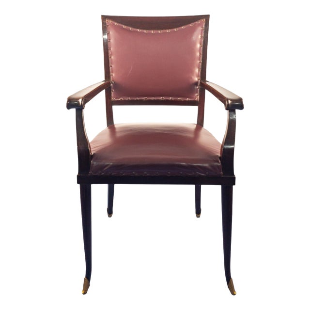 Mid-Century Italian Leather Desk Armchair by Vittorio Dassi, 1950s For Sale