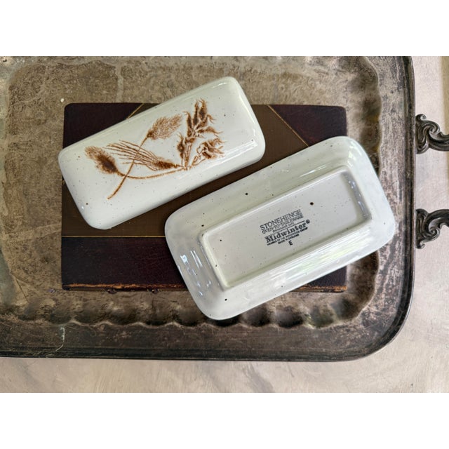Ceramic Vintage Midwinter Stonehenge Wild Oats Butter Dish, Made in England, Wedgwood Group Stoneware For Sale - Image 7 of 10